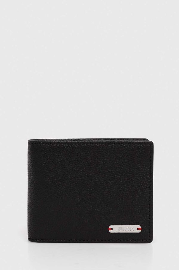 Hugo Usnjena denarnica HUGO moška, črna barva, 50523721