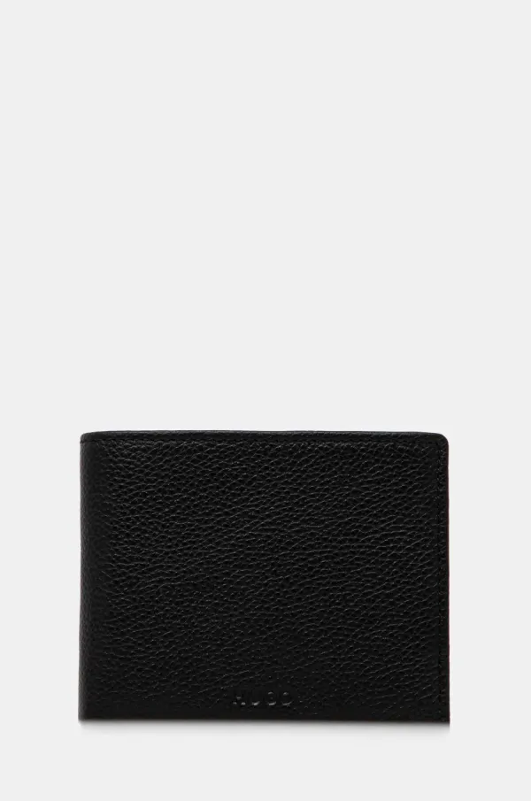 HUGO Usnjena denarnica HUGO moška, črna barva, 50536054