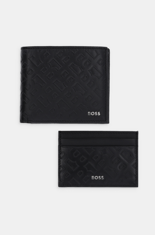 Boss Usnjena denarnica in etui za kartice BOSS črna barva, 50529480