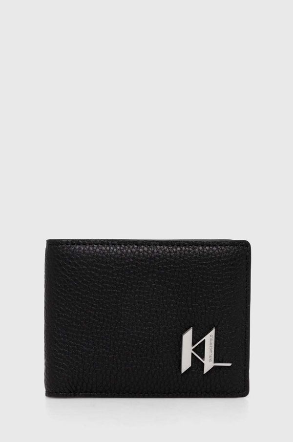 Karl Lagerfeld Usnjena denarnica Karl Lagerfeld moška, črna barva, 245M3208