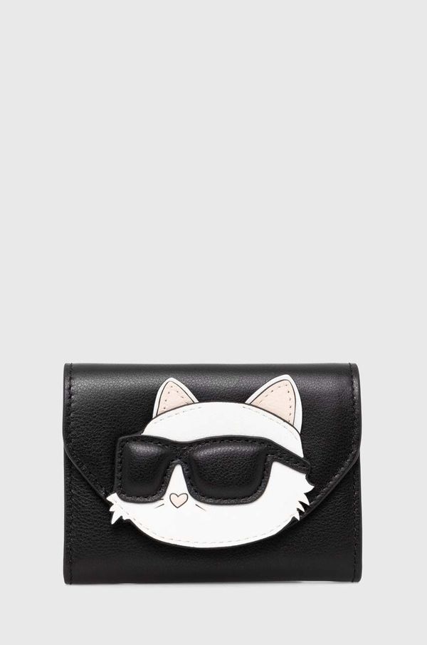 Karl Lagerfeld Usnjena denarnica Karl Lagerfeld ženska, črna barva, 245W3215