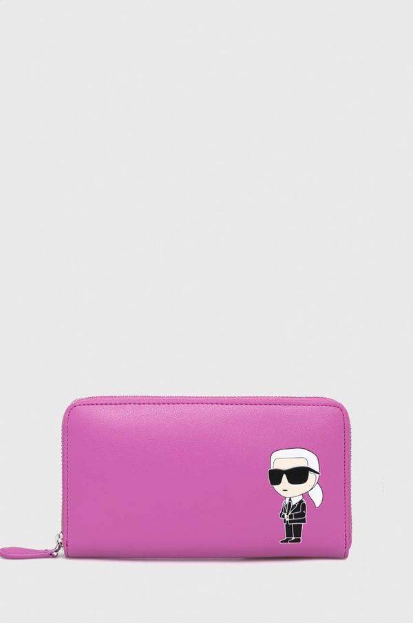 Karl Lagerfeld Usnjena denarnica Karl Lagerfeld ženski, roza barva