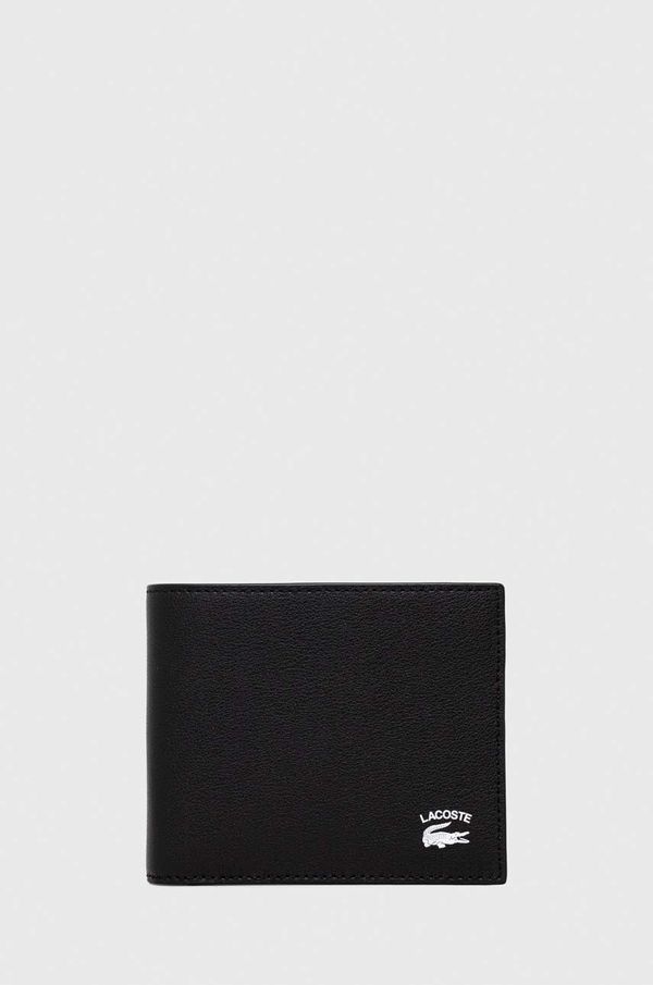 Lacoste Usnjena denarnica Lacoste moški, črna barva