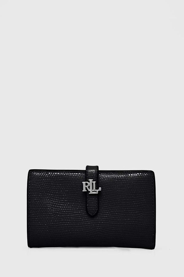 Lauren Ralph Lauren Usnjena denarnica Lauren Ralph Lauren ženski, črna barva