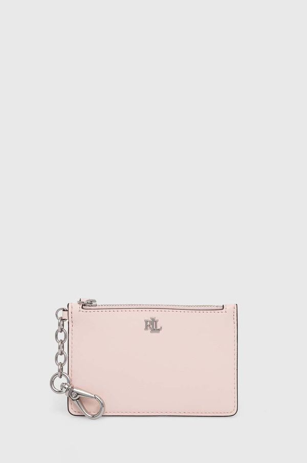 Lauren Ralph Lauren Usnjena denarnica Lauren Ralph Lauren ženski, roza barva