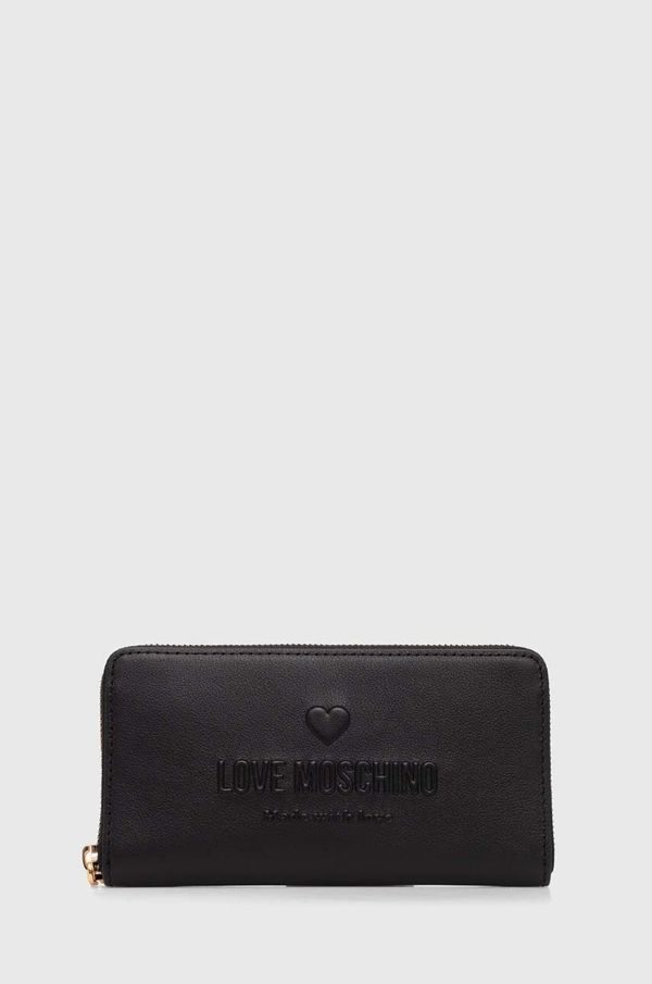 Love Moschino Usnjena denarnica Love Moschino ženska, črna barva, JC5629PP1LL1000A