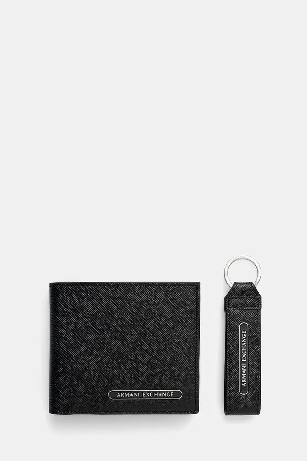 Armani Exchange Usnjena denarnica + obesek za ključe Armani Exchange
