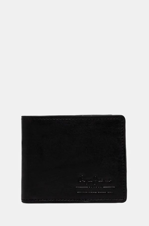 Pepe Jeans Usnjena denarnica Pepe Jeans TATE WALLET moška, črna barva, PM070387