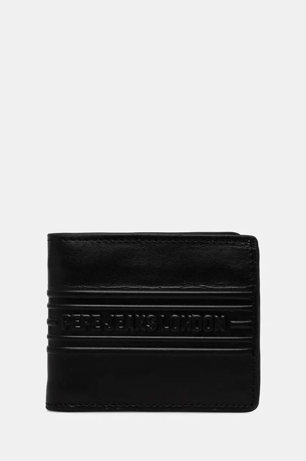 Pepe Jeans Usnjena denarnica Pepe Jeans WOLF WALLET moška, črna barva, PM070386