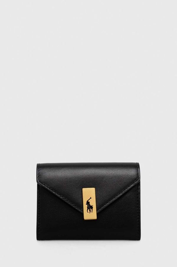 Polo Ralph Lauren Usnjena denarnica Polo Ralph Lauren ženski, črna barva
