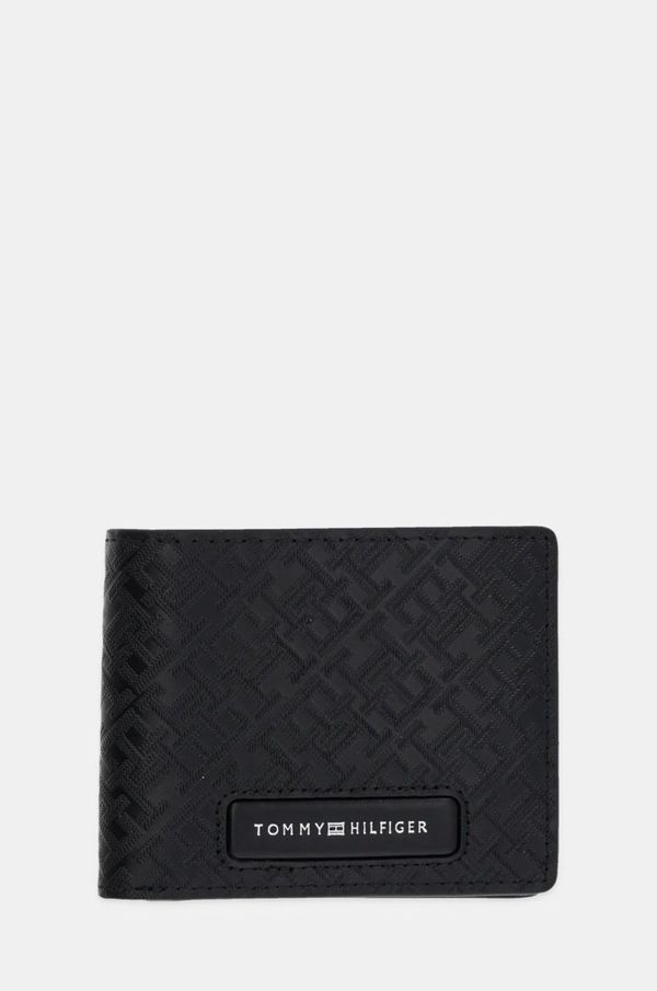 Tommy Hilfiger Usnjena denarnica Tommy Hilfiger moška, črna barva, AM0AM13027