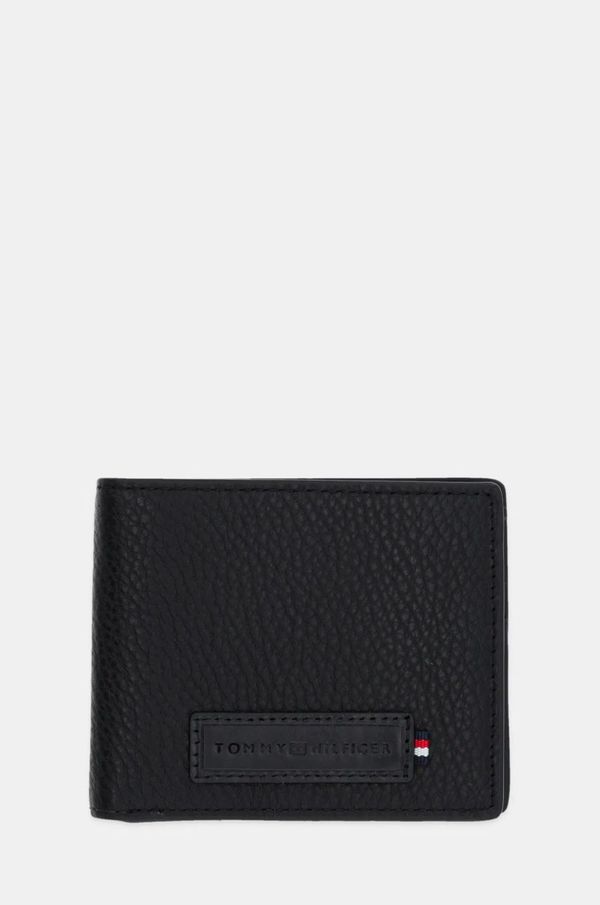 Tommy Hilfiger Usnjena denarnica Tommy Hilfiger moška, črna barva, AM0AM13031