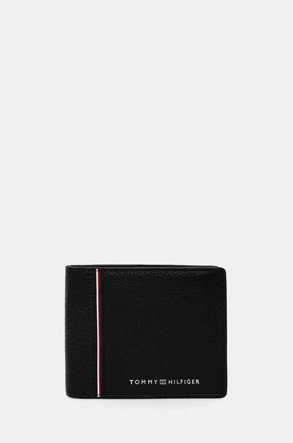 Tommy Hilfiger Usnjena denarnica Tommy Hilfiger moška, črna barva, AM0AM13042