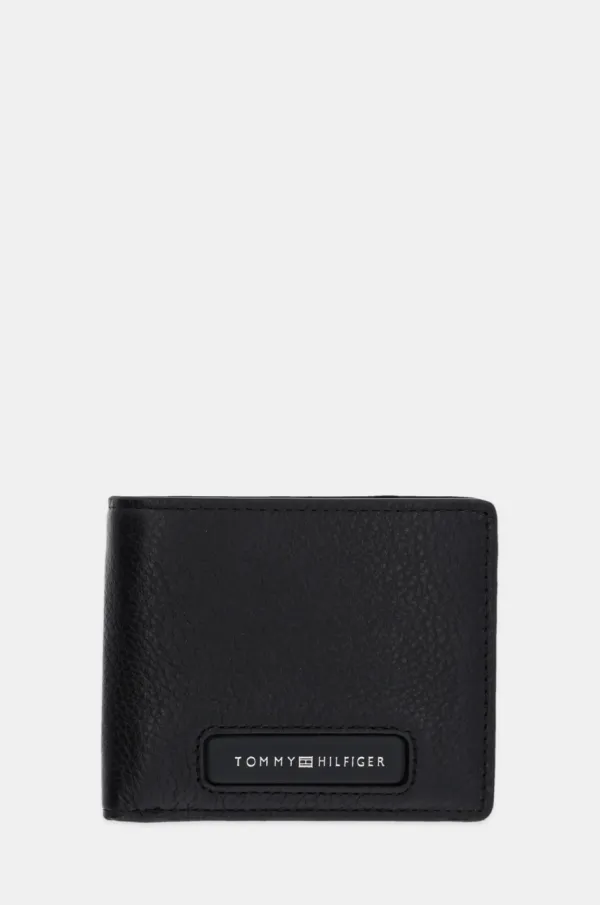 Tommy Hilfiger Usnjena denarnica Tommy Hilfiger moška, črna barva, AM0AM13251