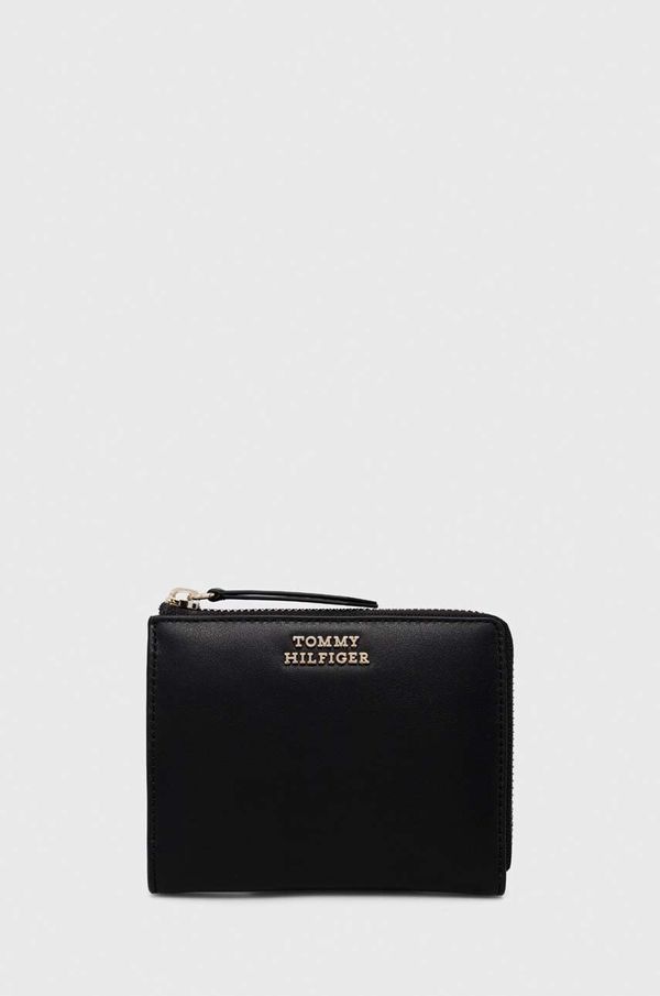 Tommy Hilfiger Usnjena denarnica Tommy Hilfiger ženski, črna barva