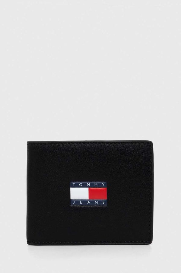 Tommy Jeans Usnjena denarnica Tommy Jeans moški, črna barva