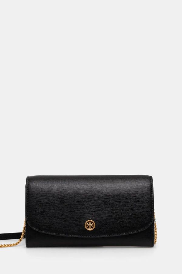 Tory Burch Usnjena denarnica Tory Burch Robinson ženska, črna barva, 137152.001