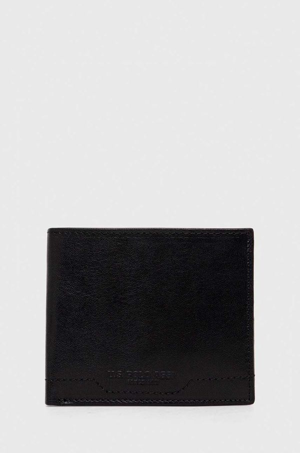 U.S. Polo Assn. Usnjena denarnica U.S. Polo Assn. moški, črna barva