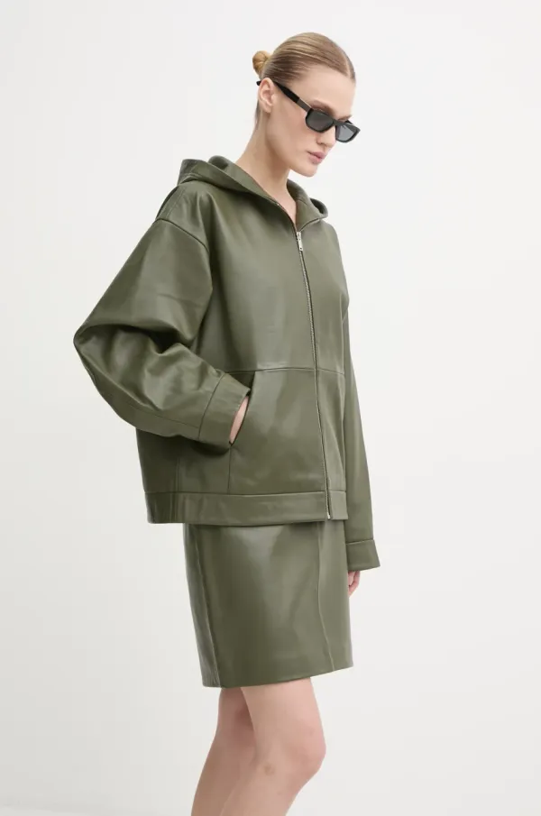 2NDDAY Usnjena jakna 2NDDAY Vince ženska, zelena barva, 2251512606