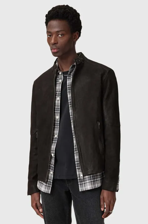 AllSaints Usnjena jakna AllSaints CORA črna barva, M064LB