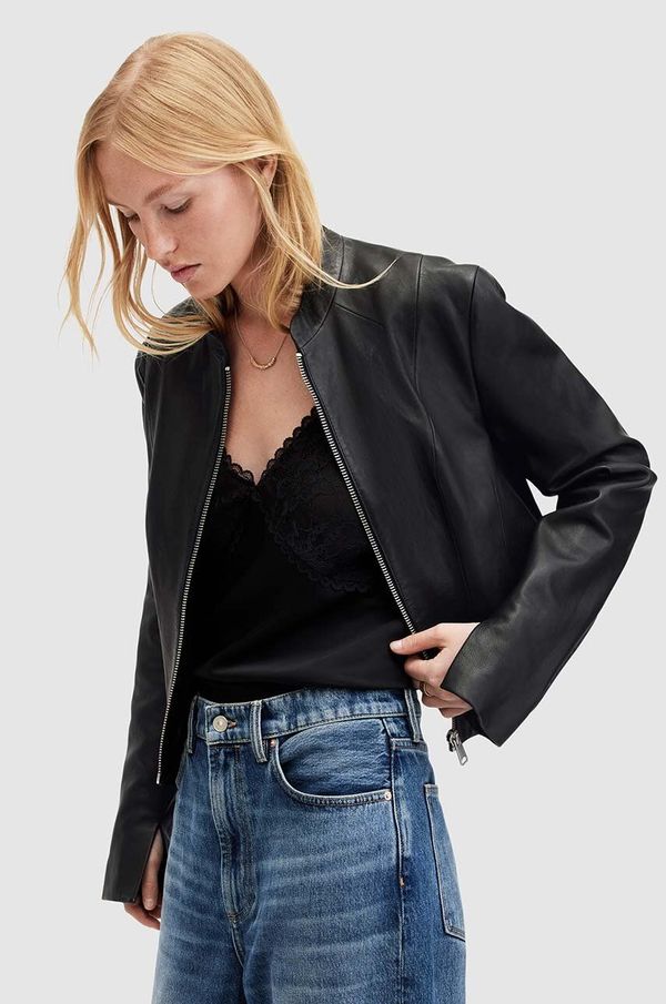 AllSaints Usnjena jakna AllSaints SADLER JACKET ženska, črna barva, WL508Z