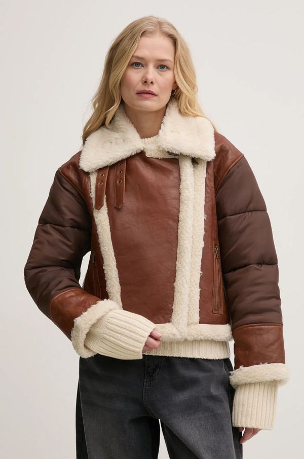 BA&SH Usnjena jakna BA&SH EXPLORA ženska, rjava barva, 1E25EXPL