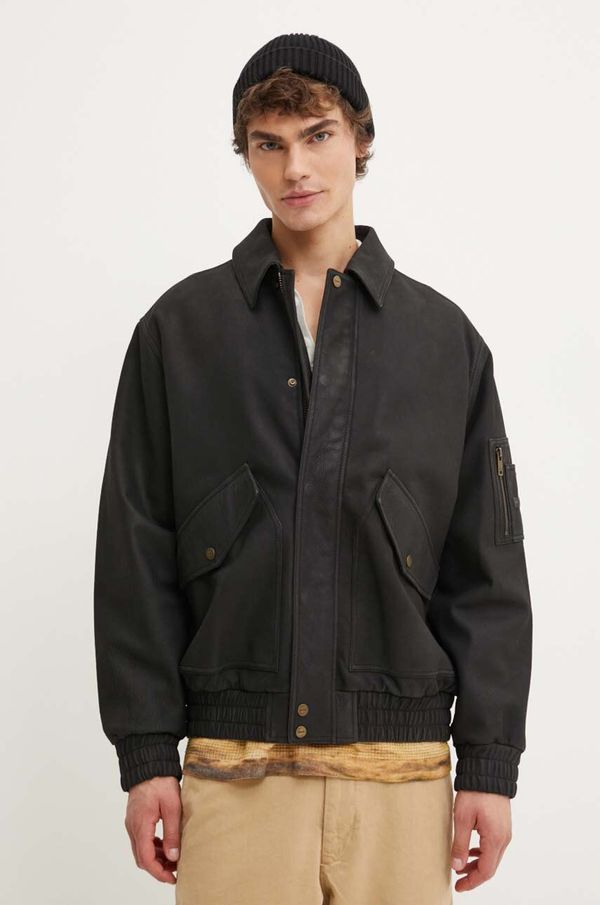 HUGO Usnjena jakna HUGO moška, črna barva, 50516888