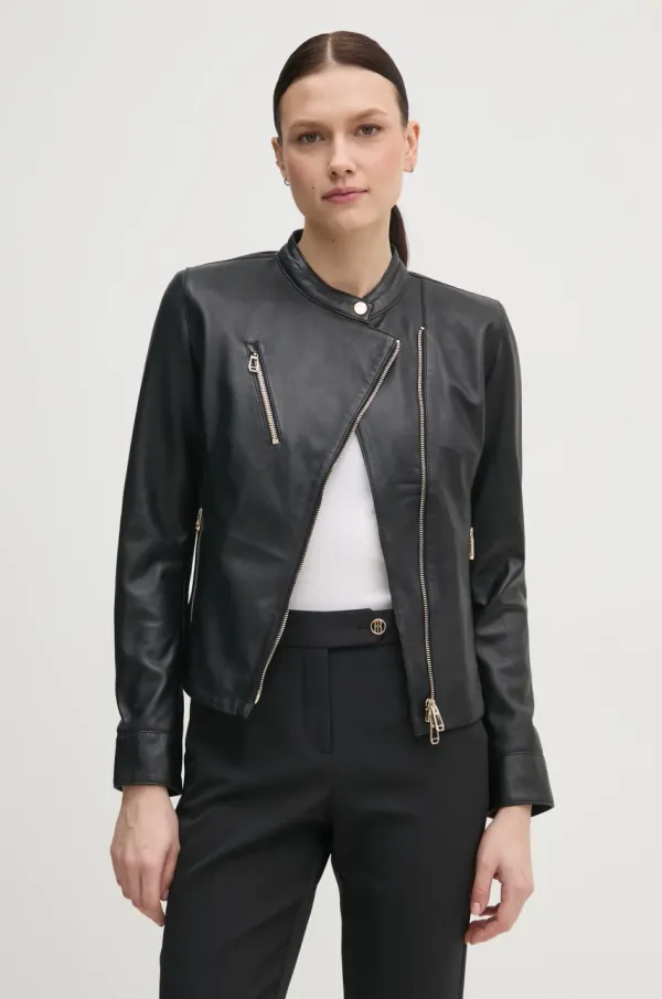 Joop! Usnjena jakna Joop! Livia ženska, črna barva, 80000715 180031