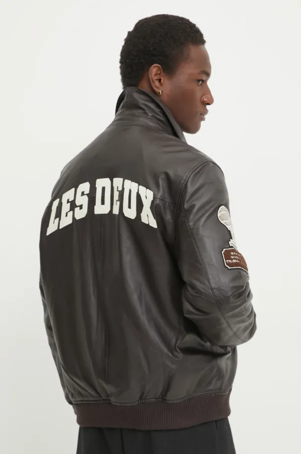 Les Deux Usnjena jakna Les Deux moška, rjava barva, LDM610177