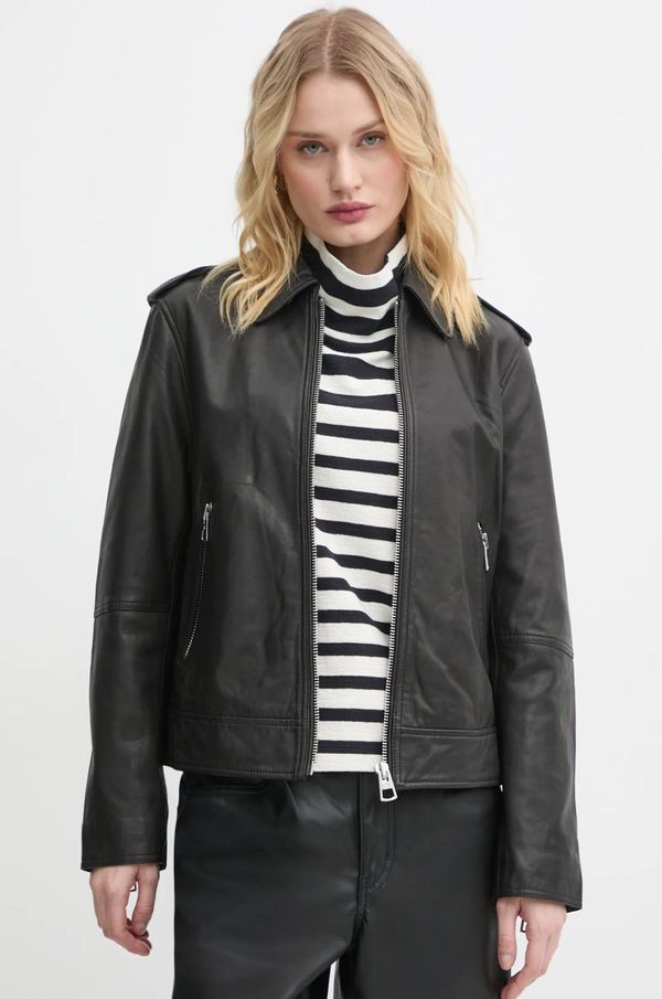 Marc O'Polo Usnjena jakna Marc O'Polo ženska, črna barva, 500702373037