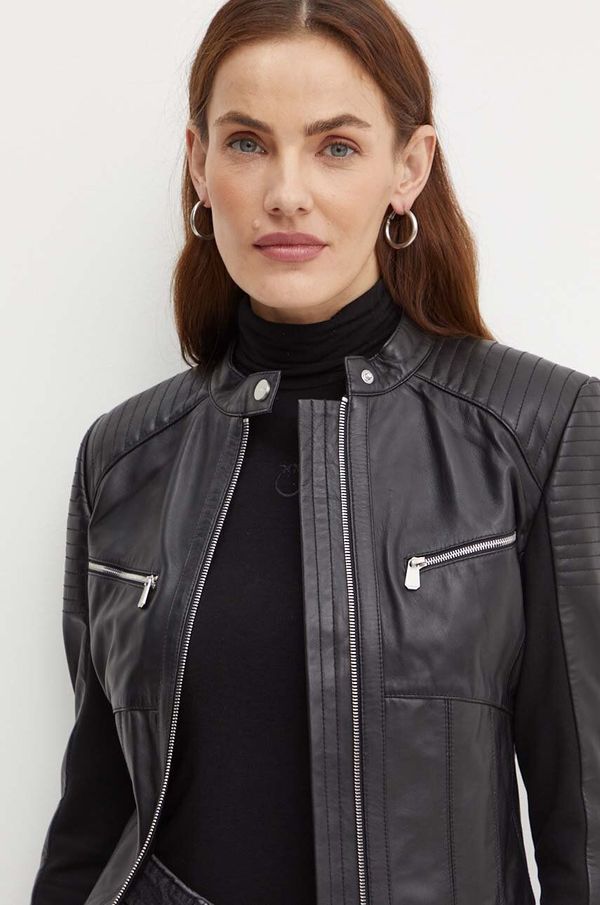 Pinko Usnjena jakna Pinko ženska, črna barva, 103883 Y75K