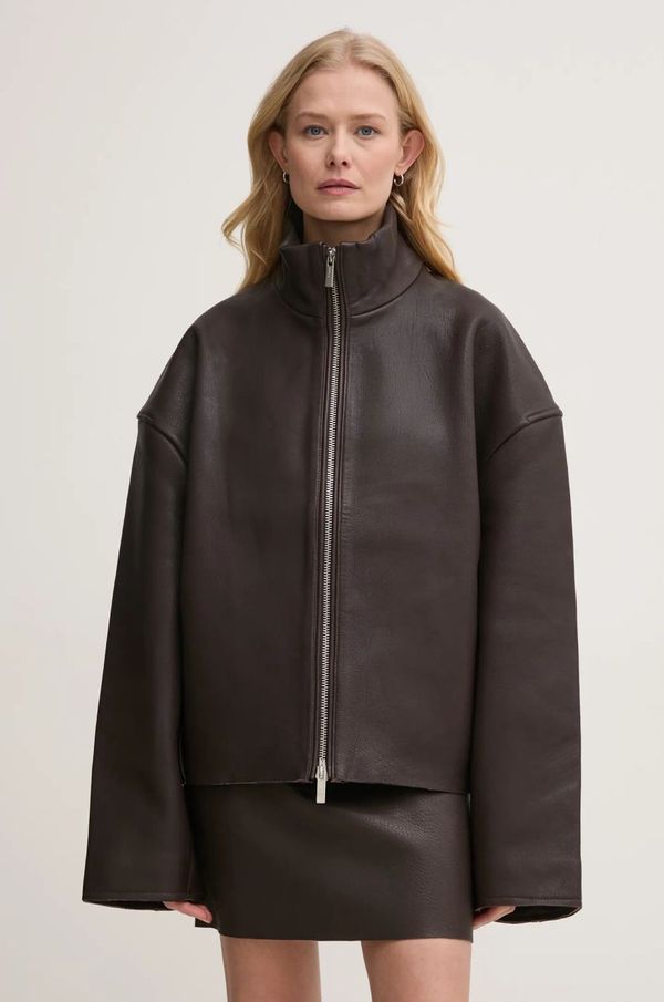 Remain Usnjena jakna Remain ženska, rjava barva, 502393575