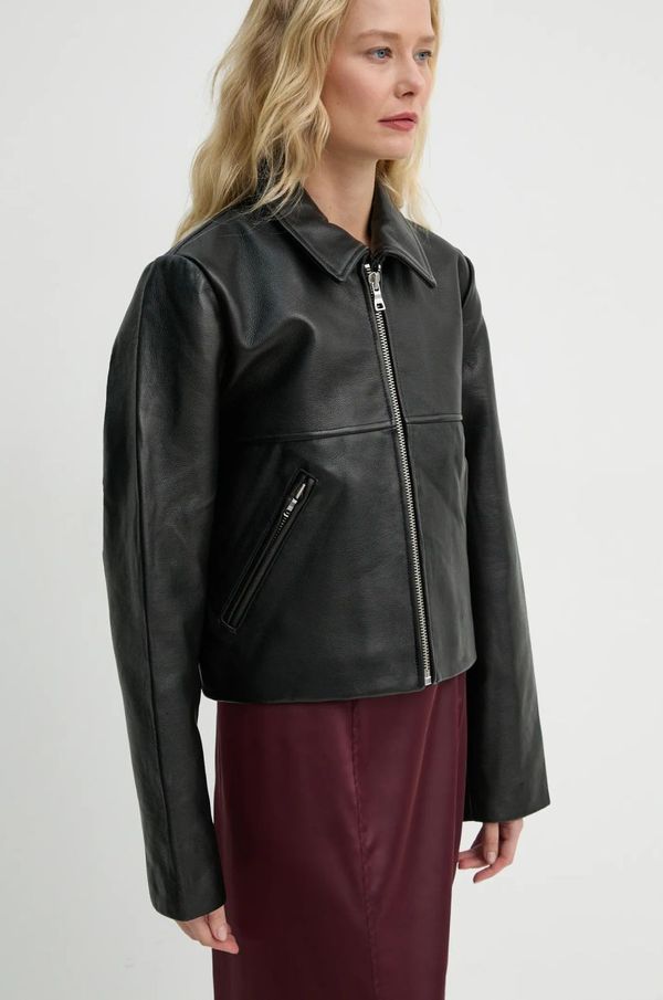 Won Hundred Usnjena jakna Won Hundred ženska, črna barva, 3350-16020