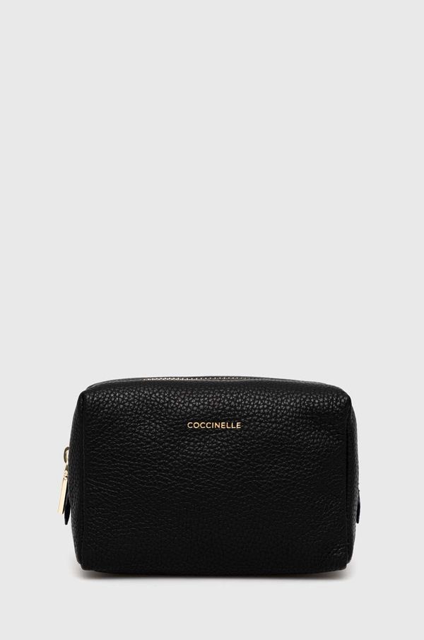 Coccinelle Usnjena kozmetična torbica Coccinelle črna barva