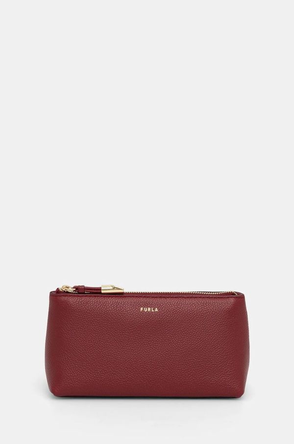Furla Usnjena kozmetična torbica Furla bordo barva, WE00710 BX3036 CGQ00