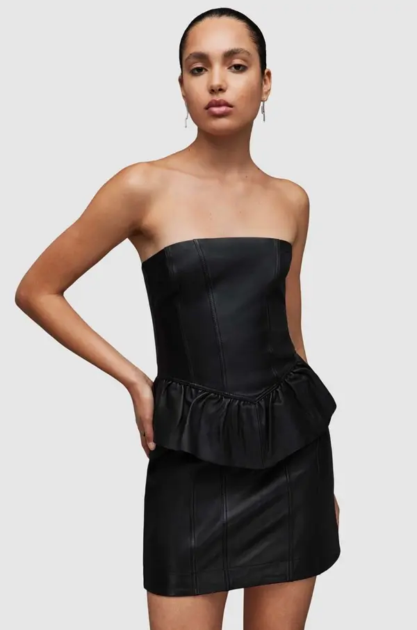 AllSaints Usnjena obleka AllSaints WL068Z CASSIE LEA RUFFLE DR