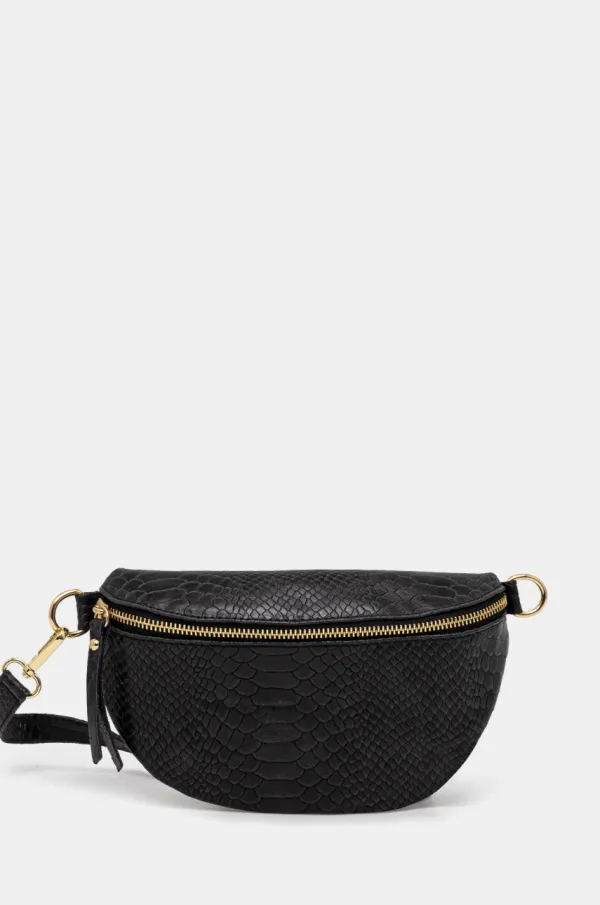 Answear Lab Usnjena opasna torbica Answear Lab črna barva