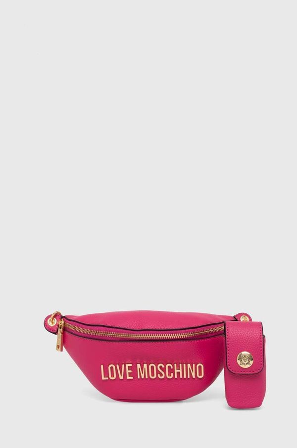 Love Moschino Usnjena opasna torbica Love Moschino roza barva, JC4329PP0GK1060A