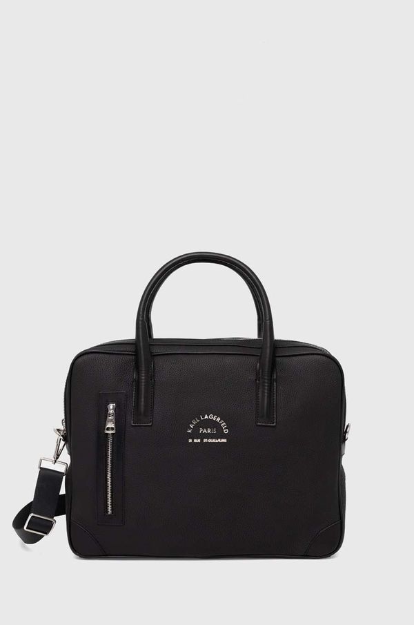 Karl Lagerfeld Usnjena torba za prenosnik Karl Lagerfeld črna barva, 542451.815904
