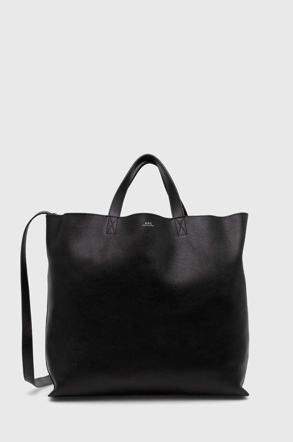 A.P.C. Usnjena torbica A.P.C. Cabas Maiko Medium Horizontal črna barva, PXBOK.M61770.LZZ
