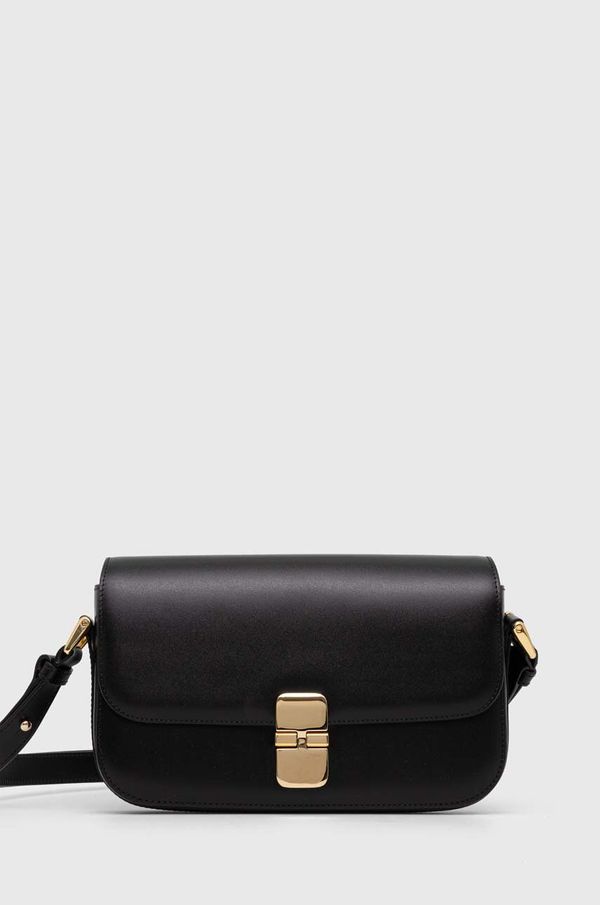 A.P.C. Usnjena torbica A.P.C. črna barva
