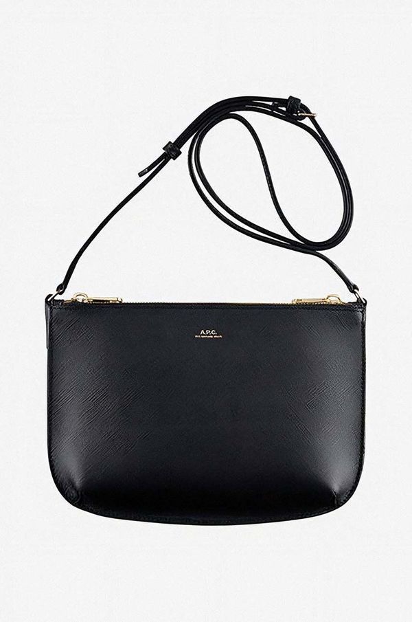 A.P.C. Usnjena torbica A.P.C. Sac Sarah PXBJQ-F61404 BLACK črna barva