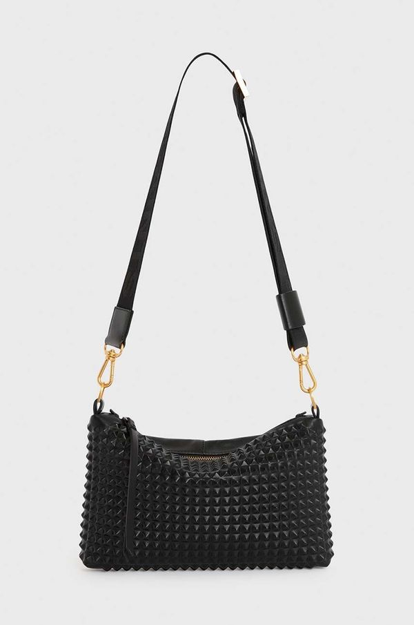 AllSaints Usnjena torbica AllSaints EVE STUD CROSSBODY črna barva, W027XZ