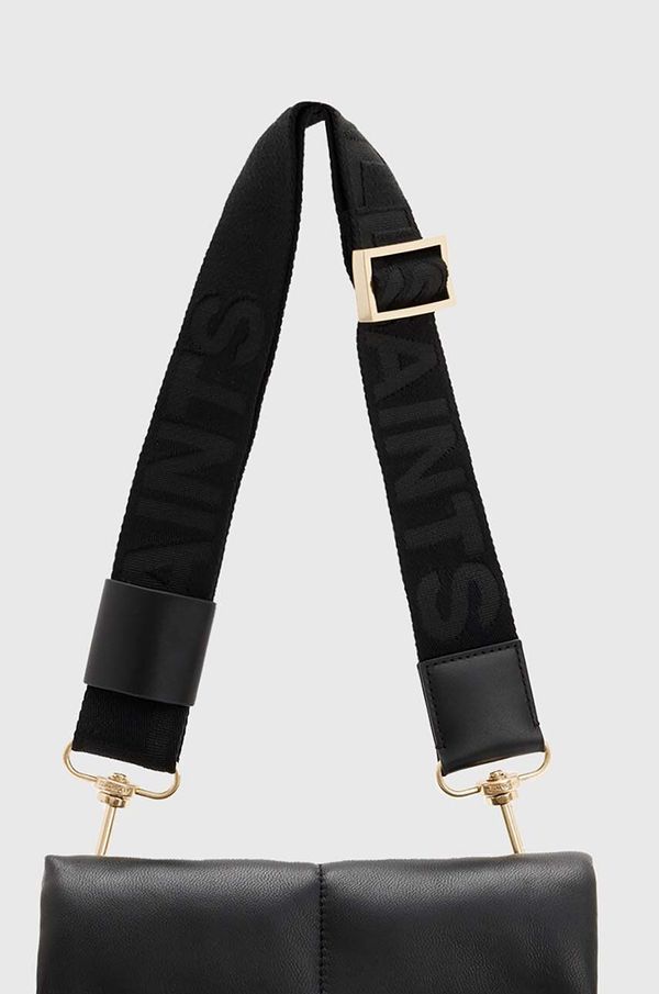 AllSaints Usnjena torbica AllSaints EZRA QUILT CROSSBODY črna barva, W305XB