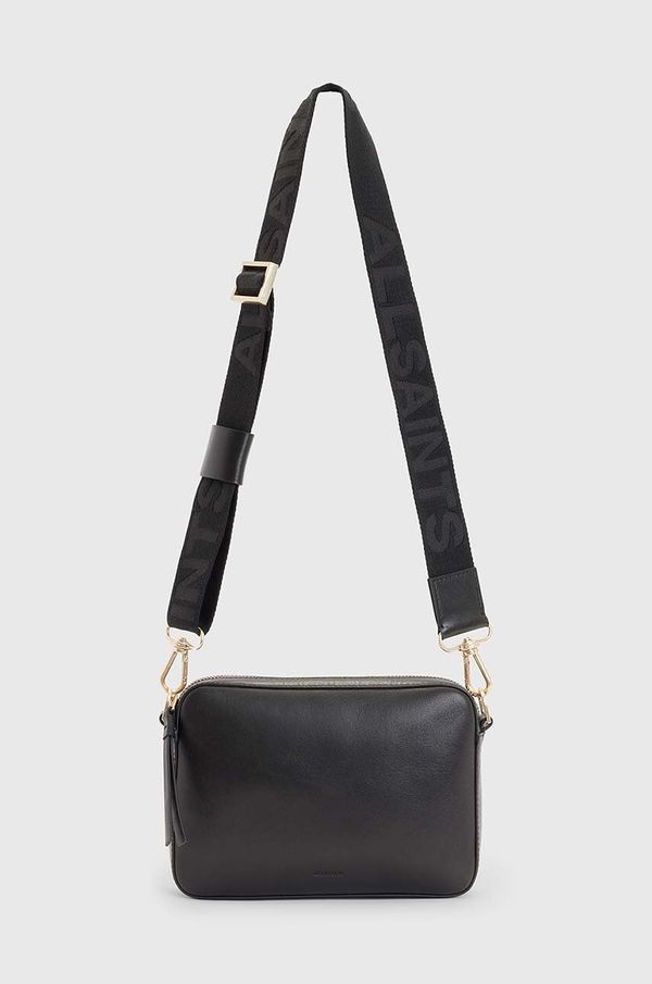 AllSaints Usnjena torbica AllSaints LUCILE CROSSBODY črna barva, WB547Z