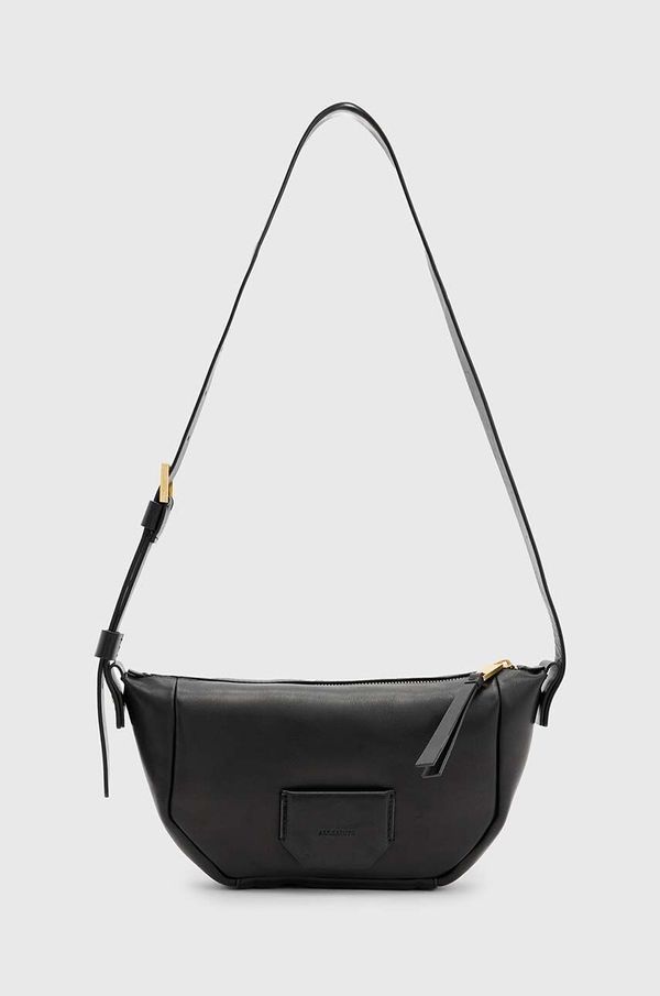 AllSaints Usnjena torbica AllSaints MADEA CROSSBODY črna barva, W349XB