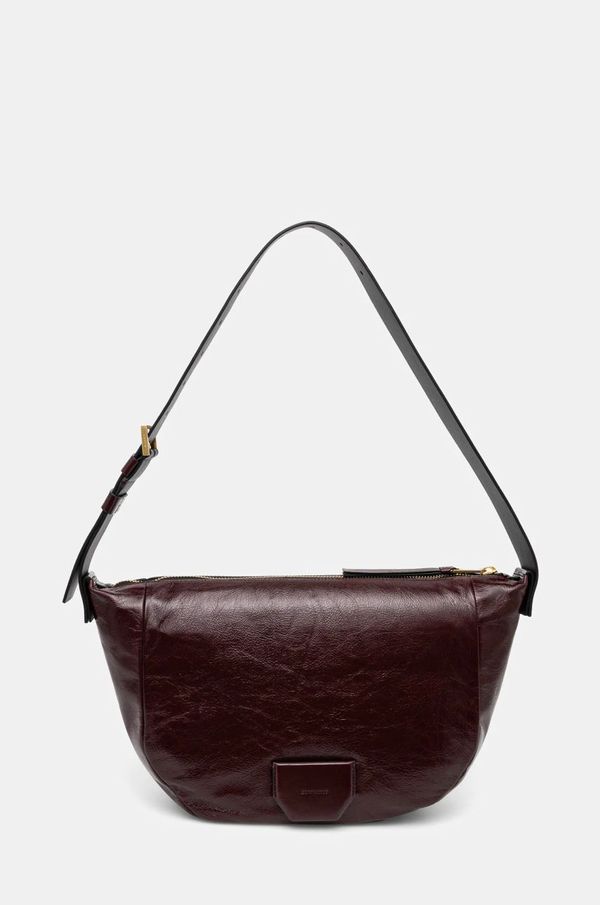 AllSaints Usnjena torbica AllSaints MADEA SHOULDER bordo barva, W395XB