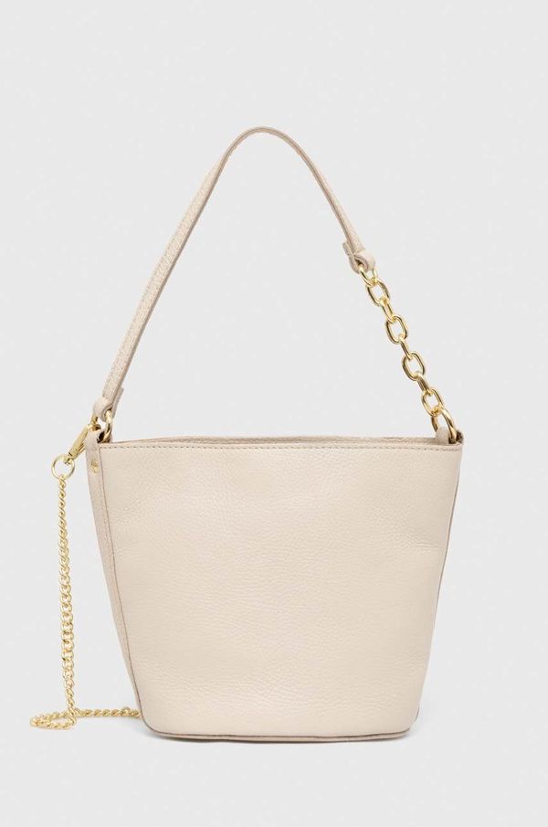 Answear Lab Usnjena torbica Answear Lab bež barva