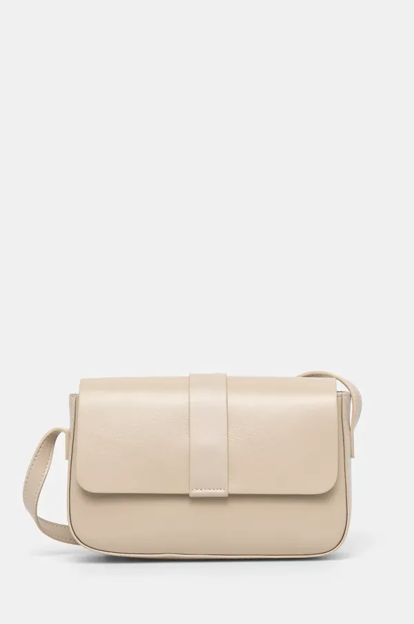 Answear Lab Usnjena torbica Answear Lab bež barva