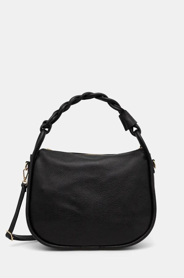 Answear Lab Usnjena torbica Answear Lab črna barva